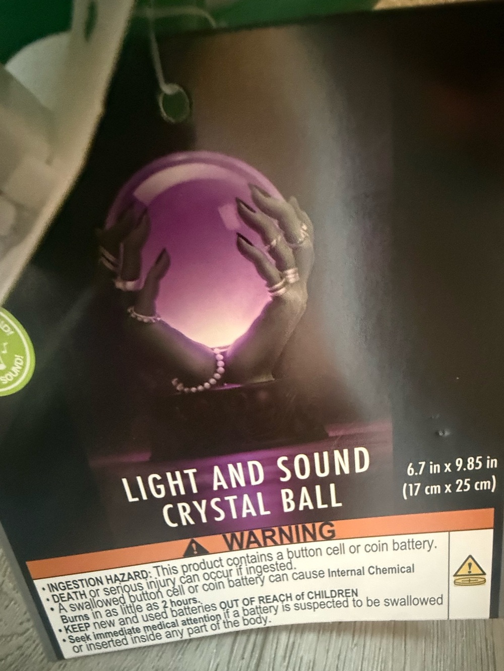 Mystic Green Witch Hands LED Crystal Ball Lamp, Light Up Halloween Crystal Ball - Picture 7 of 9